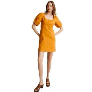 Madewell Puffed Sleeve Linen Maisie Mini Dress